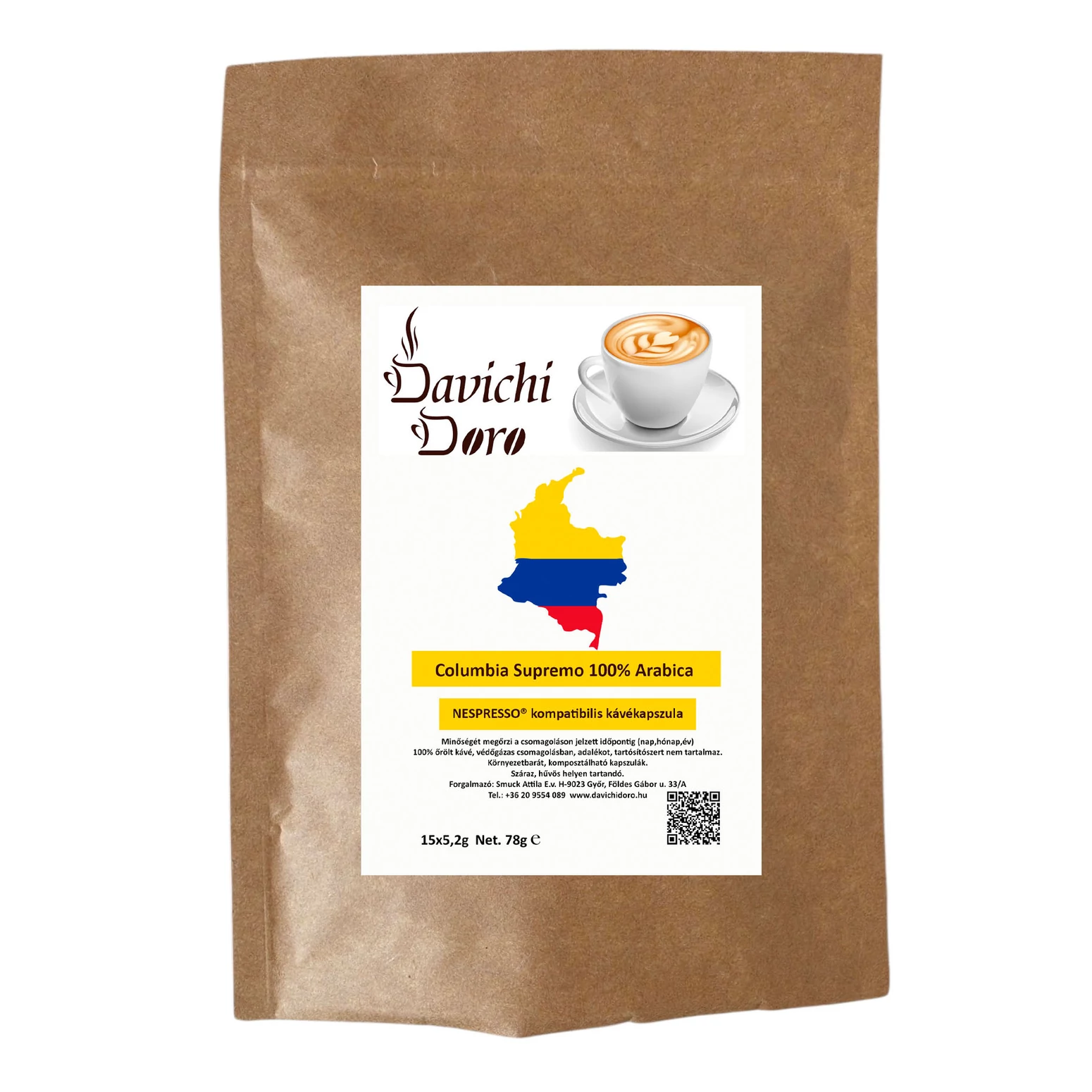 Davichi Doro Columbia Supremo 100% Arabica NESPRESSO® kompatibilis kávé kapszula 15x5,2g