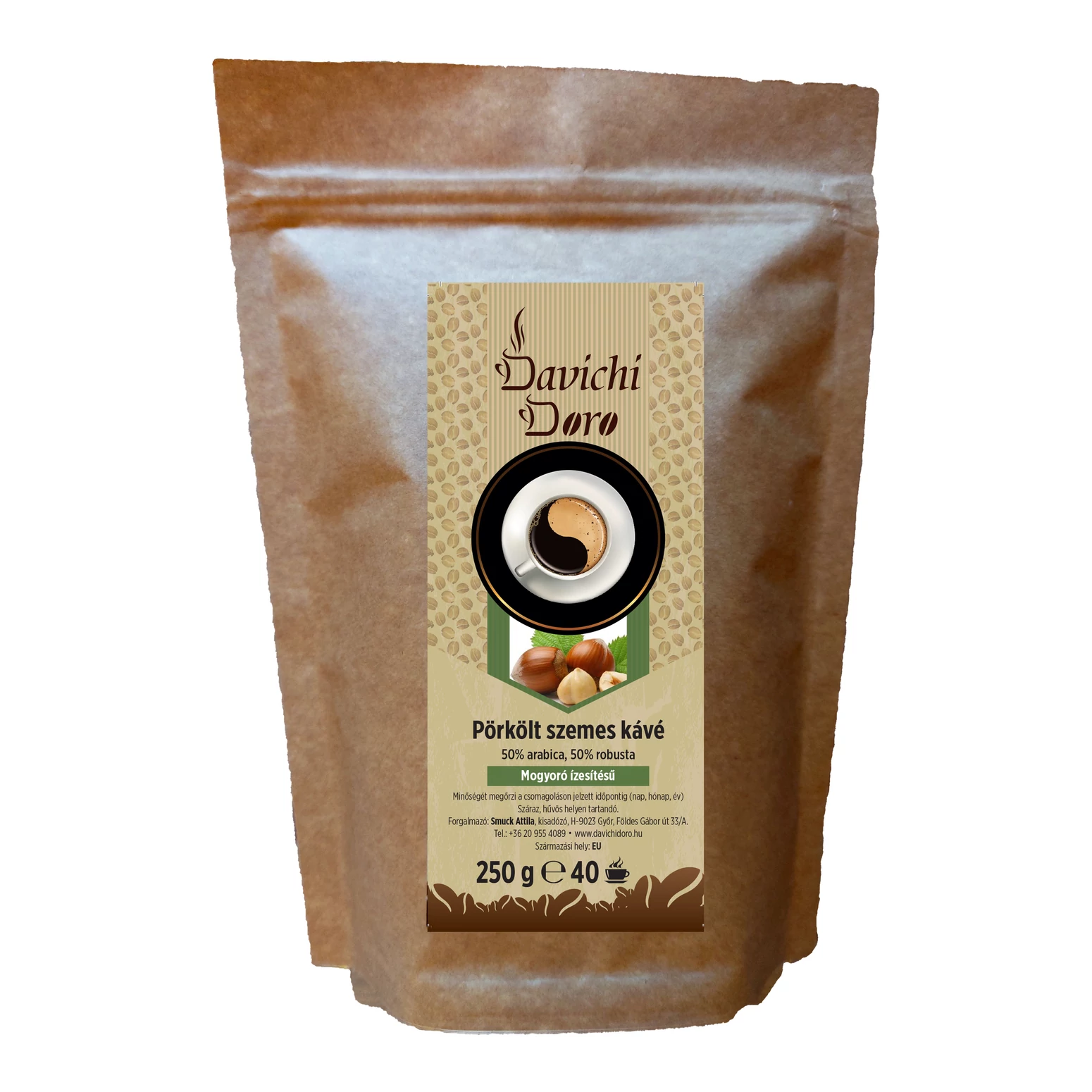 Davichi Doro mogyoró ízesítésű szemes kávé 250g